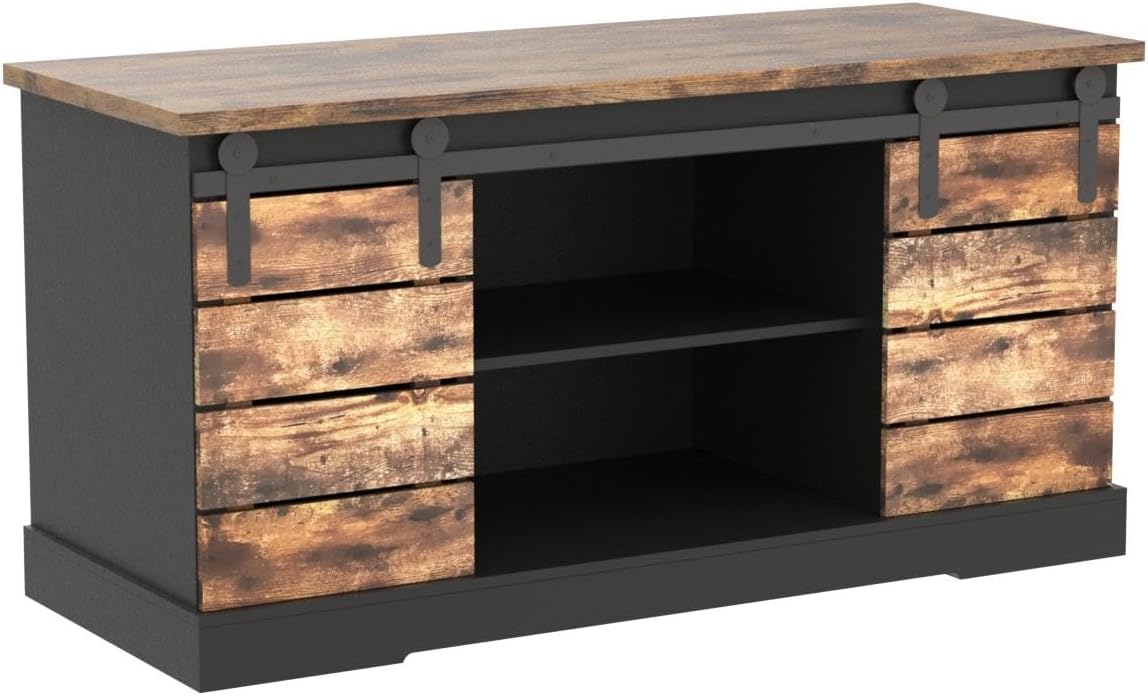 NSdirect Aparador de cafetera, soporte de TV moderno, estación de buffet de granja, puerta corrediza de granero, consola de credenza con listón y