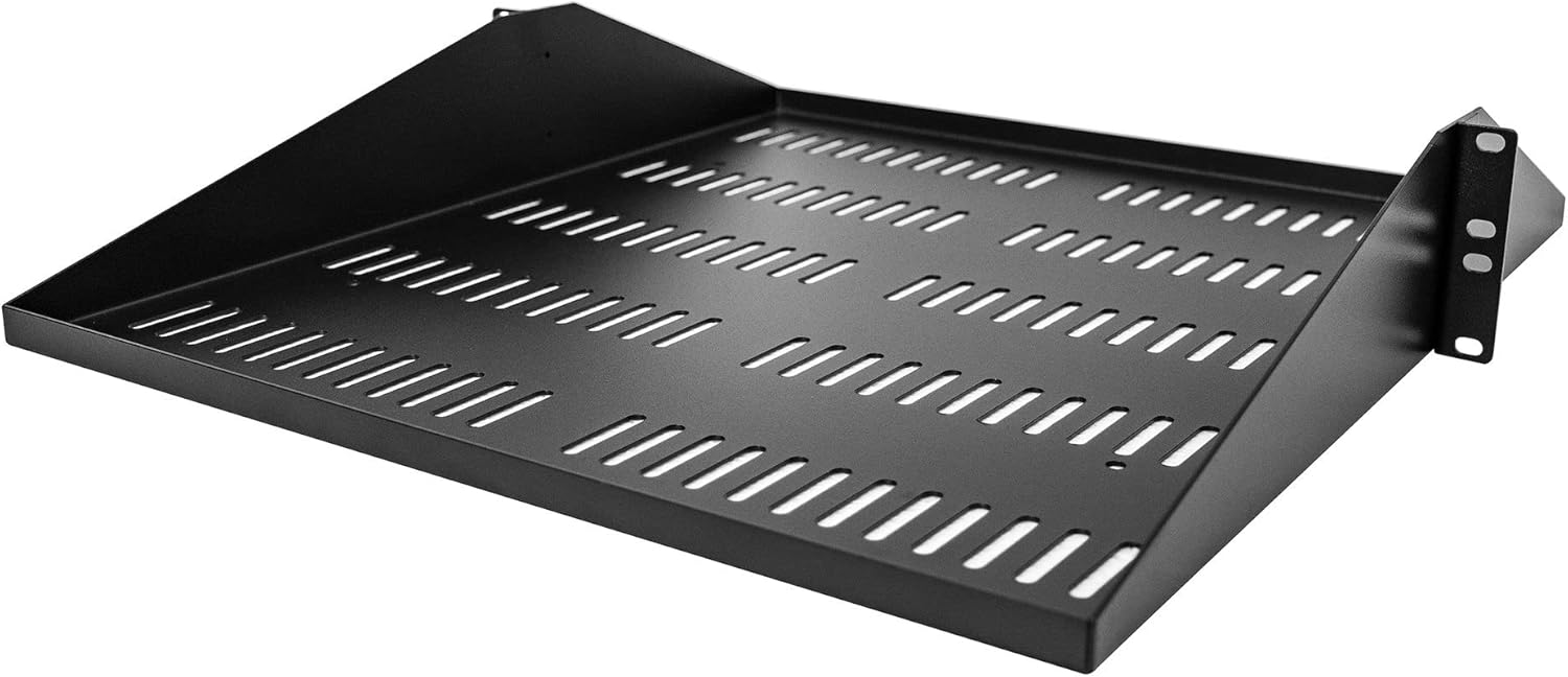 StarTech. com Estante para servidores 2U, bandeja voladiza universal ventilada para estante de equipo de red de 19 pulgadas, acero resistente,