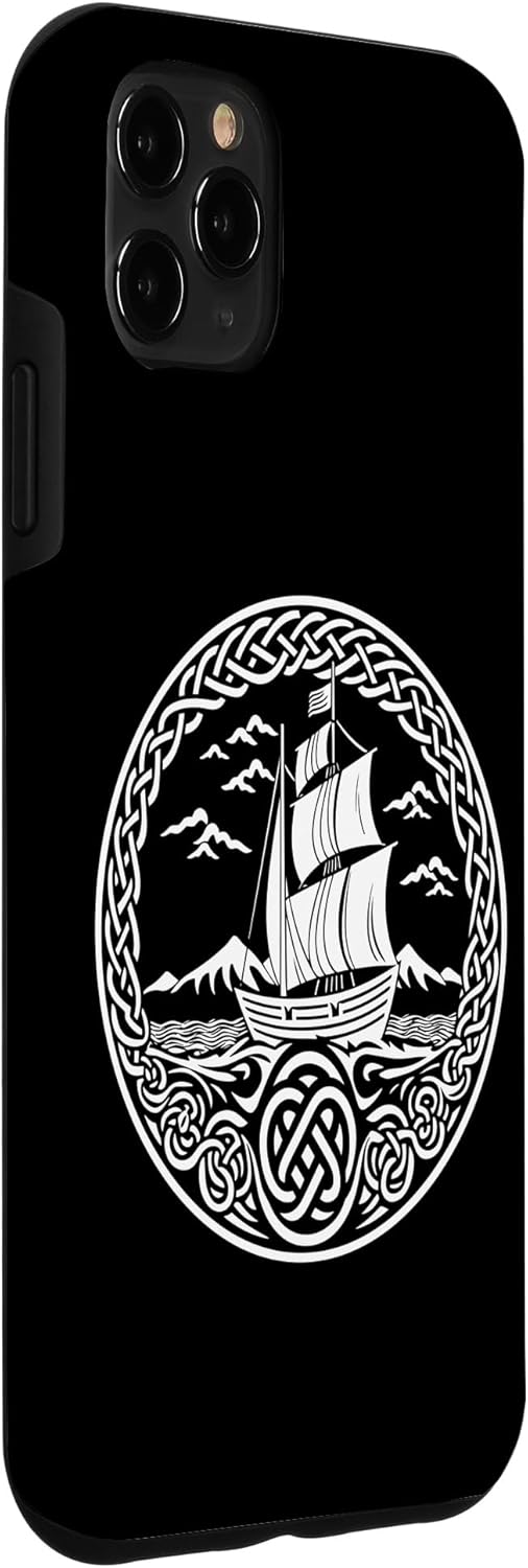 Funda para iPhone 11 Pro Max Ship Sailing de mitología nórdica con nudos celtas