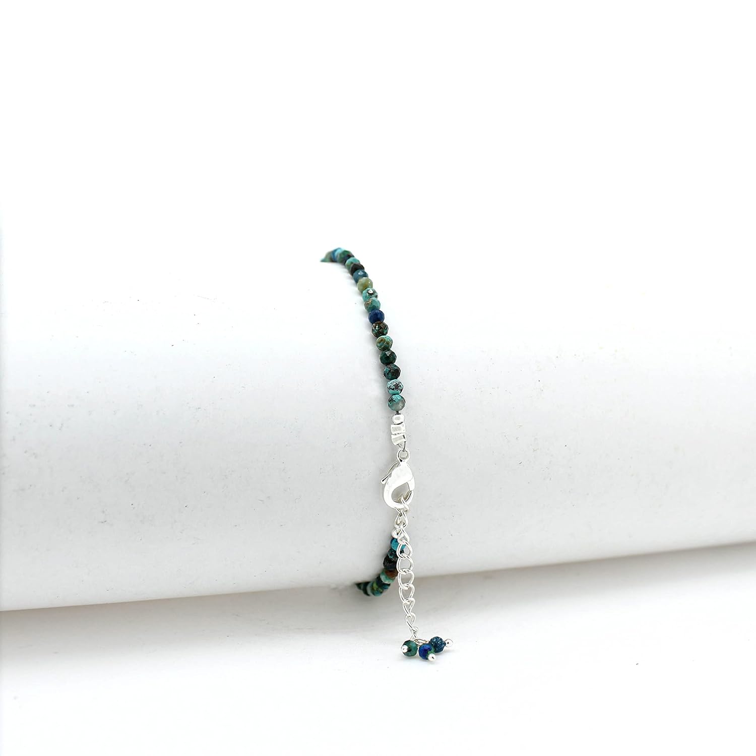 Gempires Natural Chrysocolla Beads Bracelet, Handmade Jewelry, Sliver Plated Chain, Gift For Her, AAA + Quality (Chrysocolla)
