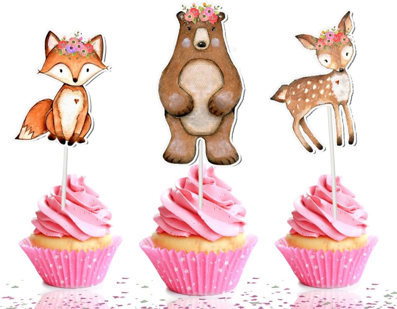 10 adornos para cupcakes de animales del bosque, decoraciones caprichosas de criaturas del bosque para los amantes de la naturaleza