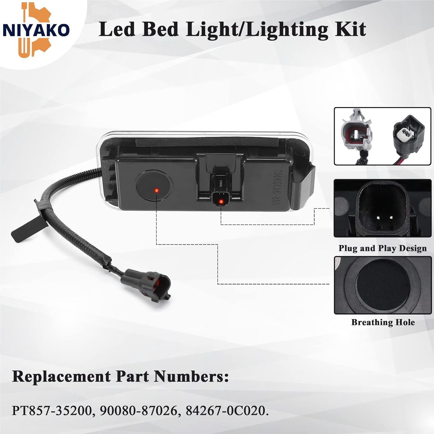 Niyako Kit de luz de camailuminación de repuesto # PT857-35200 90080-87026 84267-0C020 Fit 2020-2023 Tacoma