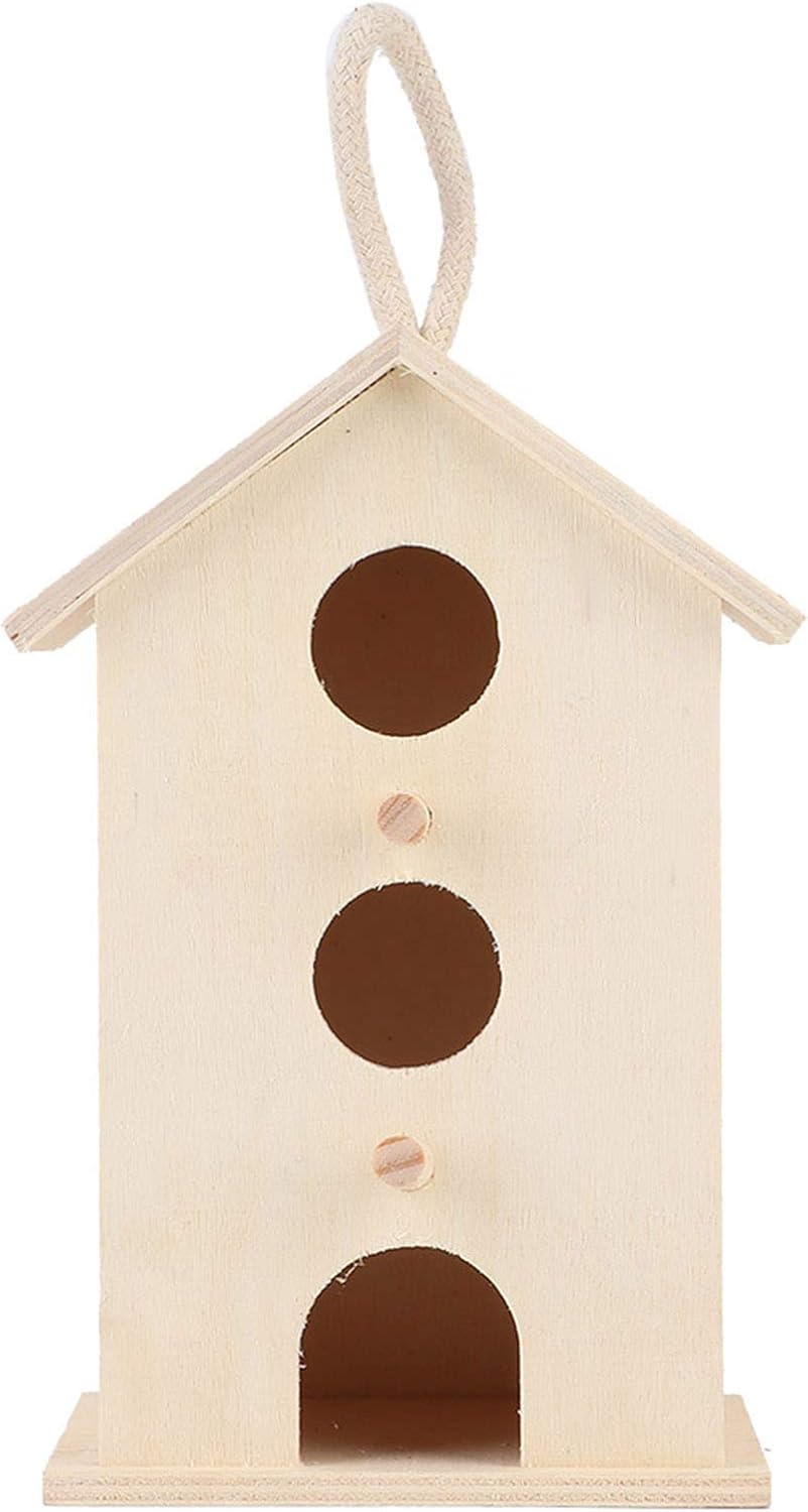 Fydun Hanging Wooden Bird Nests House Breeding Resting Box Supplies Outdoors Garden for Parrots Hanging Wooden Bird Nests for Family