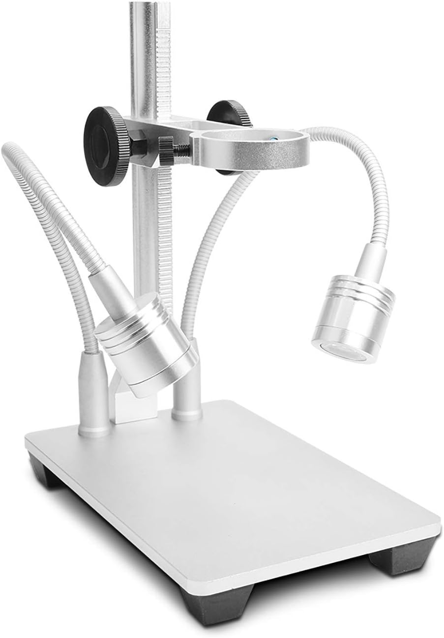 Bysameyee Soporte de aleación de aluminio para cámara de microscopio digital USB, microscopio ajustable universal, soporte de soporte de metal para