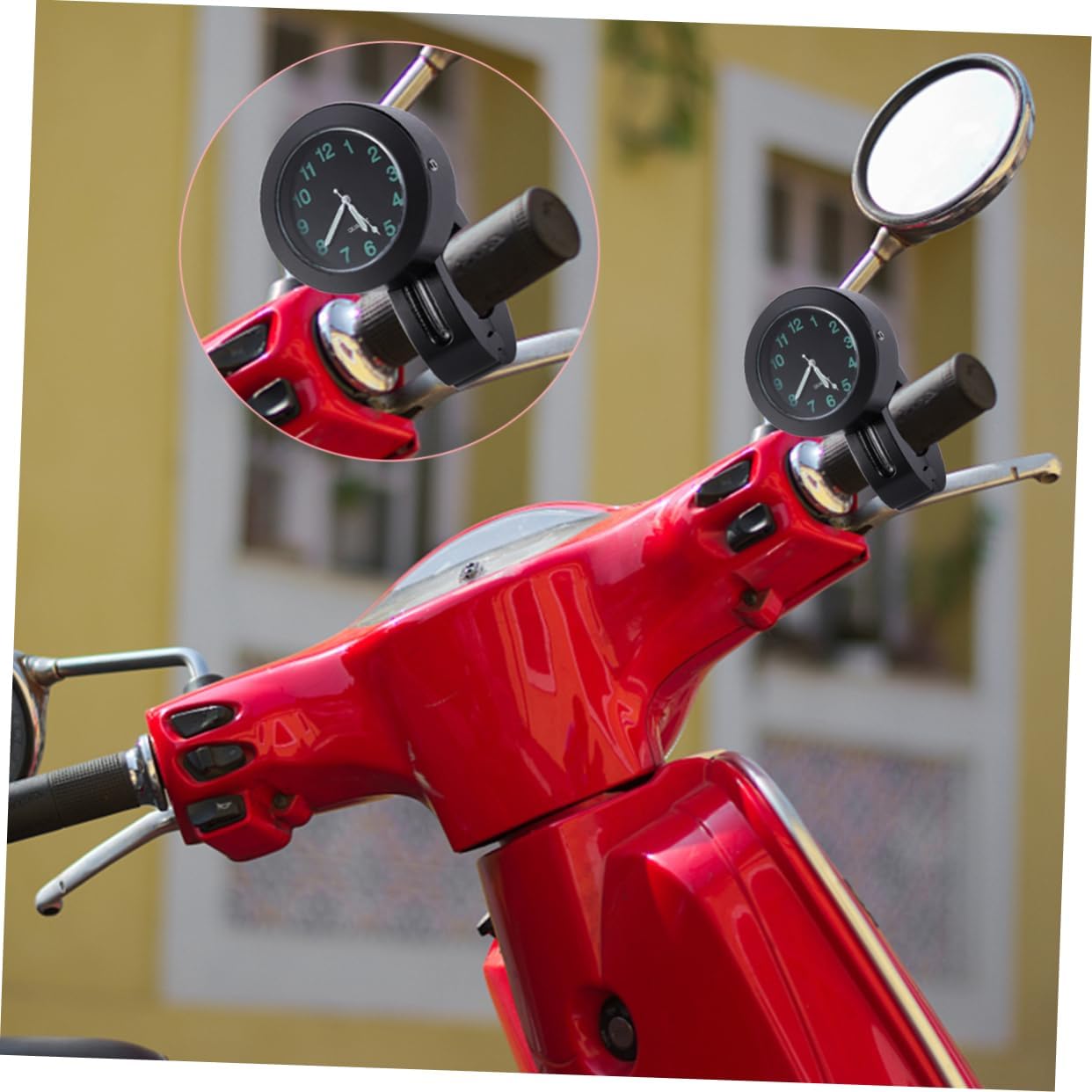 SUPVOX Accesorios para reloj de motocicleta, esfera negra con manecillas que brillan en la oscuridad, se adapta a manillares de 78 y 1 pulgada