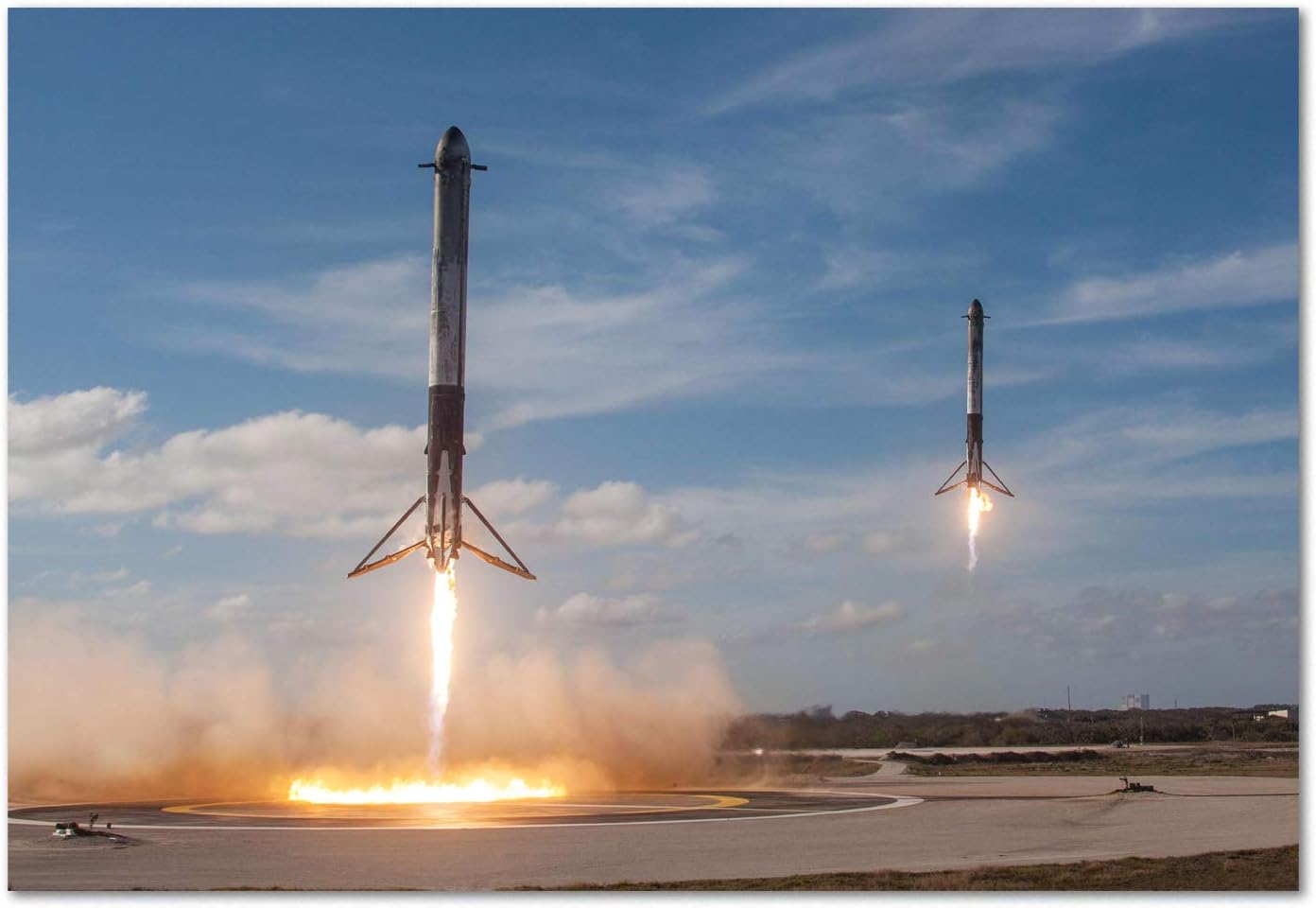 SpaceX – Póster retro para pared, diseño de cohetes y viajes espaciales, fotografía de aterrizaje de Falcon 9 (16 x 24 pulgadas)