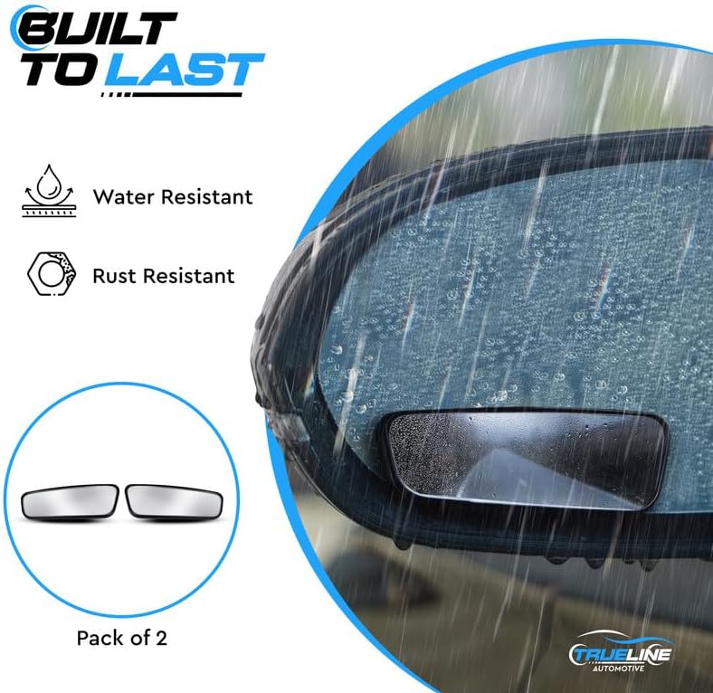 True Line Automotive Paquete de 2 espejos de punto ciego para automóvil, espejo rectangular de punto ciego para automóvil con visión ajustable de