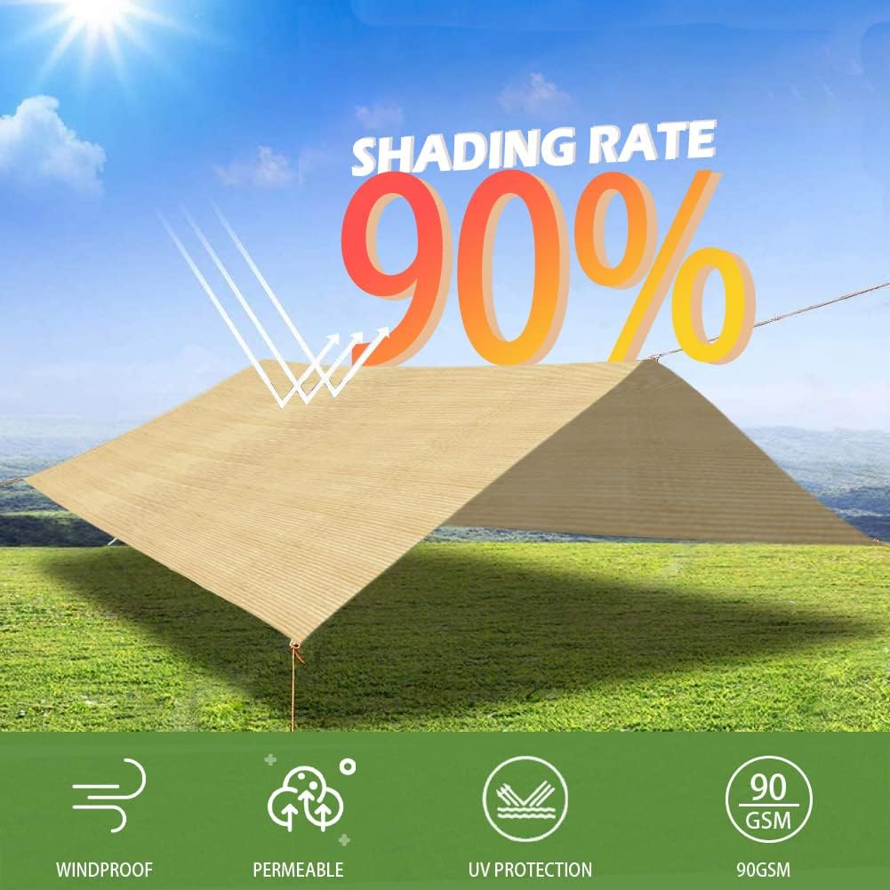 90% tela de trigo de 6.5 x 15 pies, borde sellado con ojales, bloqueador solar, malla de jardín, red resistente a los rayos UV para plantas al aire