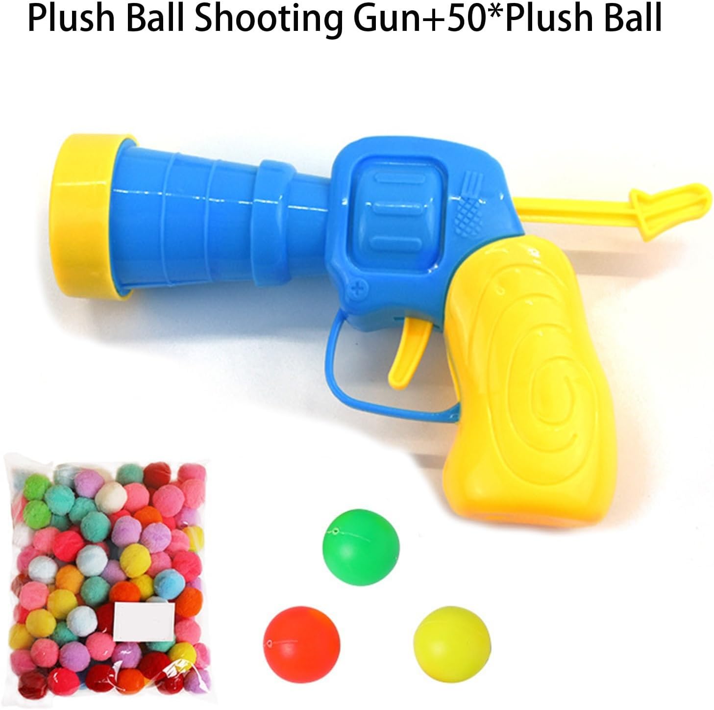 Pistola de tiro de bola de peluche, juguetes de lanzamiento de bola de pelo para mascotas, juguete de bola de gato feliz, interactivo para gatos de