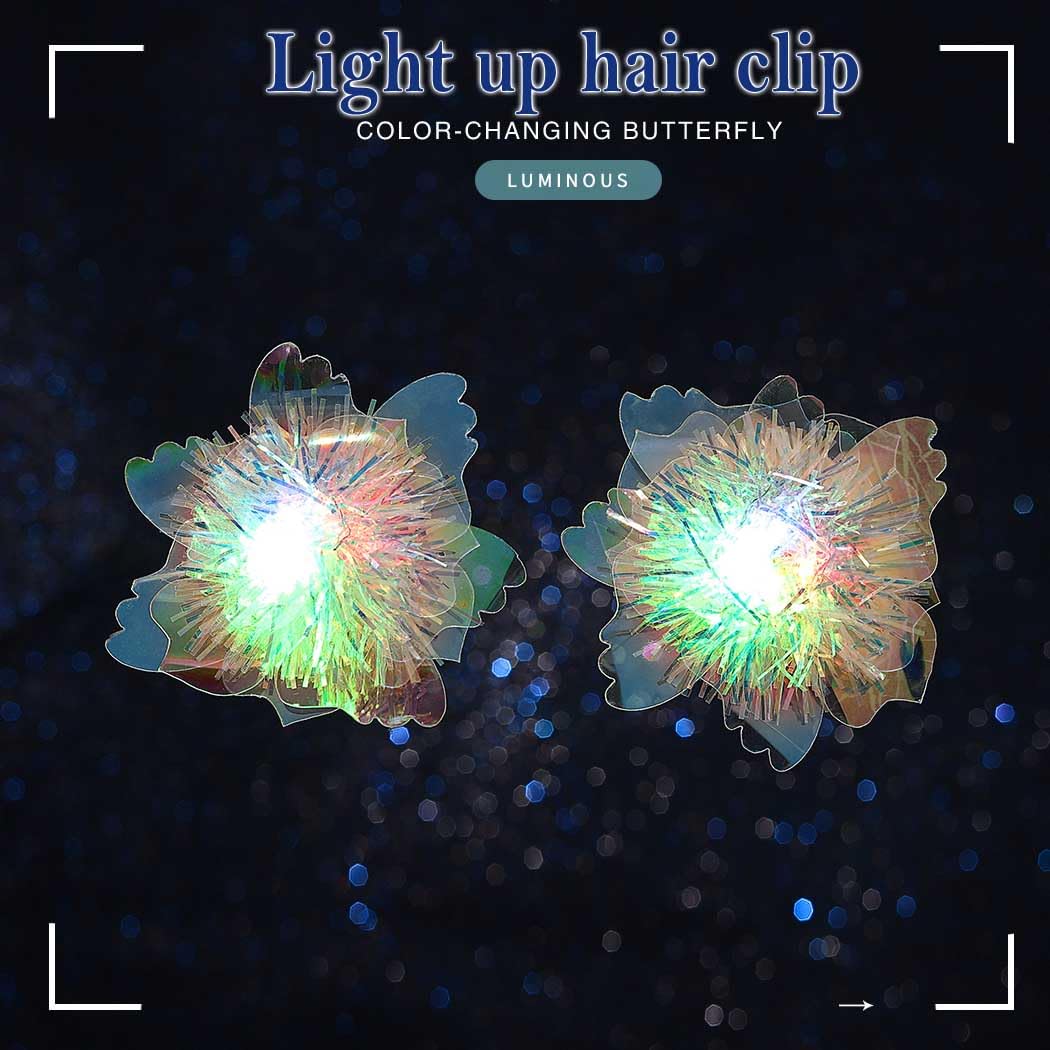 JEWEKY Pinzas para el cabello con luces LED, horquillas brillantes para fiestas rave, accesorios para el cabello para mujeres y niñas (flor colorida)