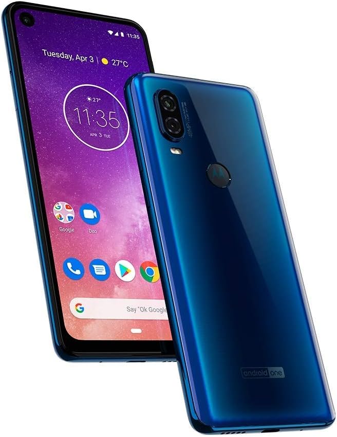 Motorola One Vision XT1970-2 Teléfono GSM desbloqueado con cámara dual de 48MP y 5MP – gradiente de zafiro