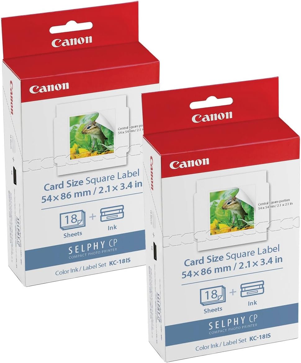 Canon KC-18IS – Juego de tinta y papel para impresora fotográfica SELPHY CP900CP910, 18 hojas, 2 unidades