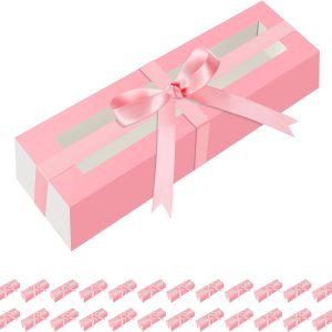HAPPY POTATO Paquete de 25 cajas de macarrones para 6, 7.2 x 1.9 x 1.9 pulgadas, cajas de embalaje de macarrones, cajas de macarrón rosa con ventana HAPPY POTATO Paquete de 25 cajas de macarrones para 6, 7.2 x 1.9 x 1.9 pulgadas, cajas de embalaje de macarrones, cajas de macarrón rosa con ventana