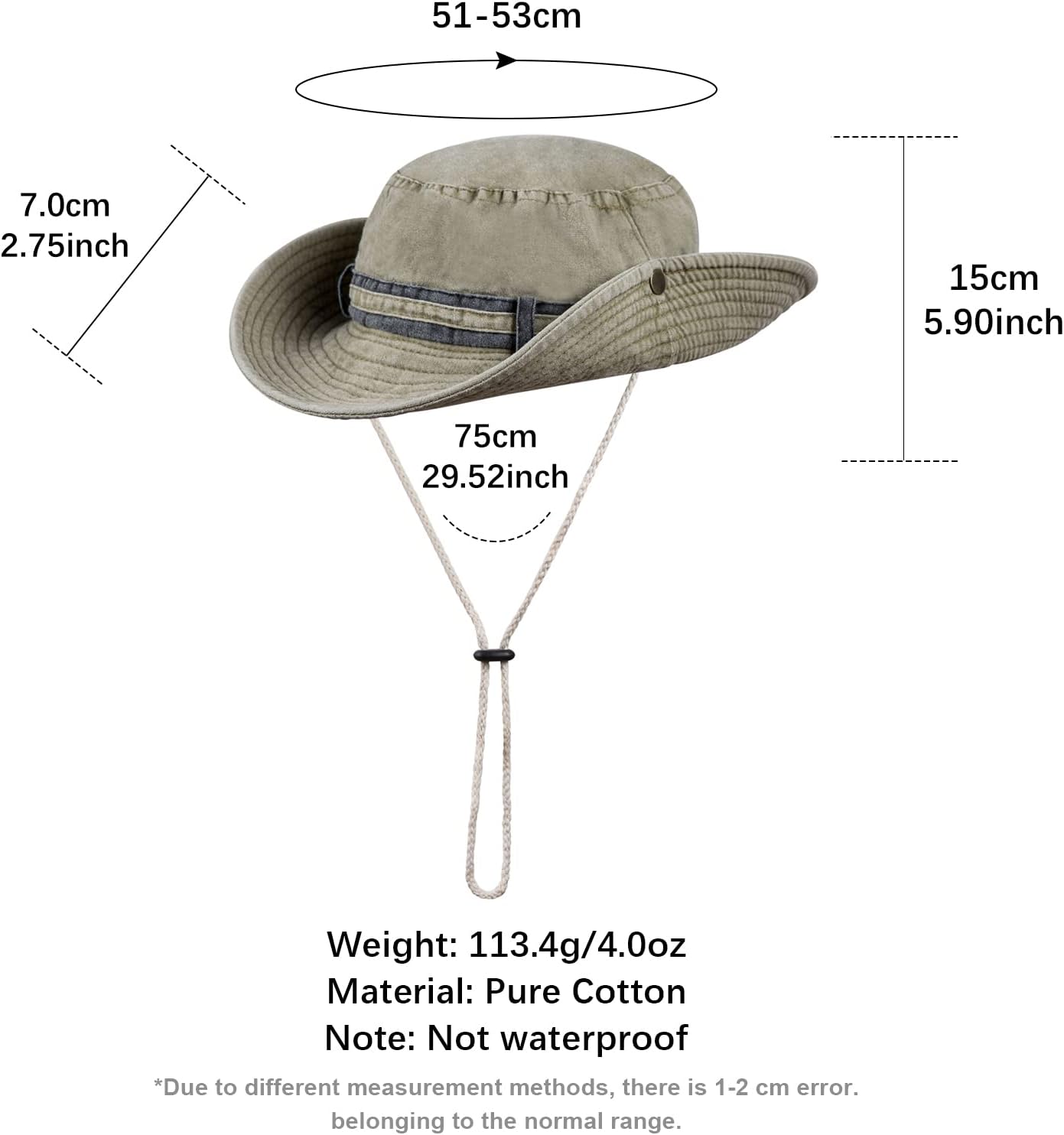 HZMAN Sombrero de sol para hombres y mujeres, de algodón de ala ancha, protección UV, plegable, plegable, plegable, para verano, playa, pesca,