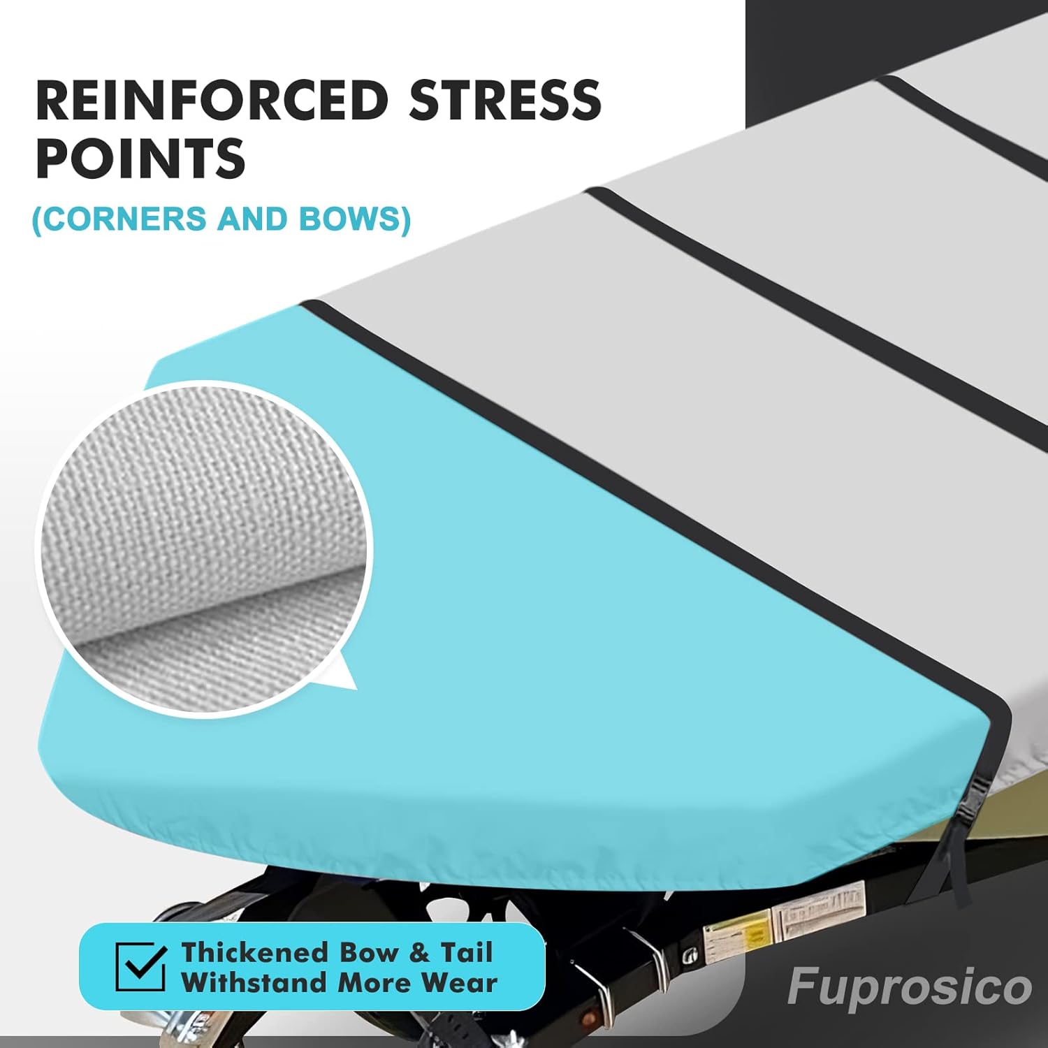 Jon – Funda para barco de 18 pies, 600D resistente al agua, remolcable con cubierta de motor, lona de grado marino, color gris