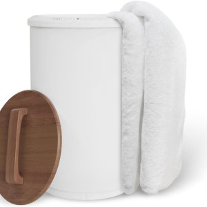 SAMEAT Calentador de toallas grande para baño, calentador de toallas con calefacción, tapa de madera, apagado automático, se adapta a hasta dos SAMEAT Calentador de toallas grande para baño, calentador de toallas con calefacción, tapa de madera, apagado automático, se adapta a hasta dos