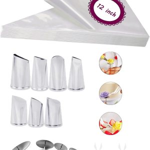 Kit de herramientas para hacer flores de glaseado, 7 puntas de tuberías de flores con 20 bolsas de glaseado desechables, 4 uñas de flores para Kit de herramientas para hacer flores de glaseado, 7 puntas de tuberías de flores con 20 bolsas de glaseado desechables, 4 uñas de flores para