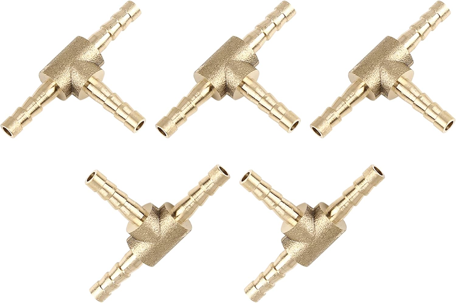 X AUTOHAUX Adaptador de conector en T de 3 vías de latón de manguera de 0.157 in para tubería de aceite de gas de agua de aire, 5 unidades