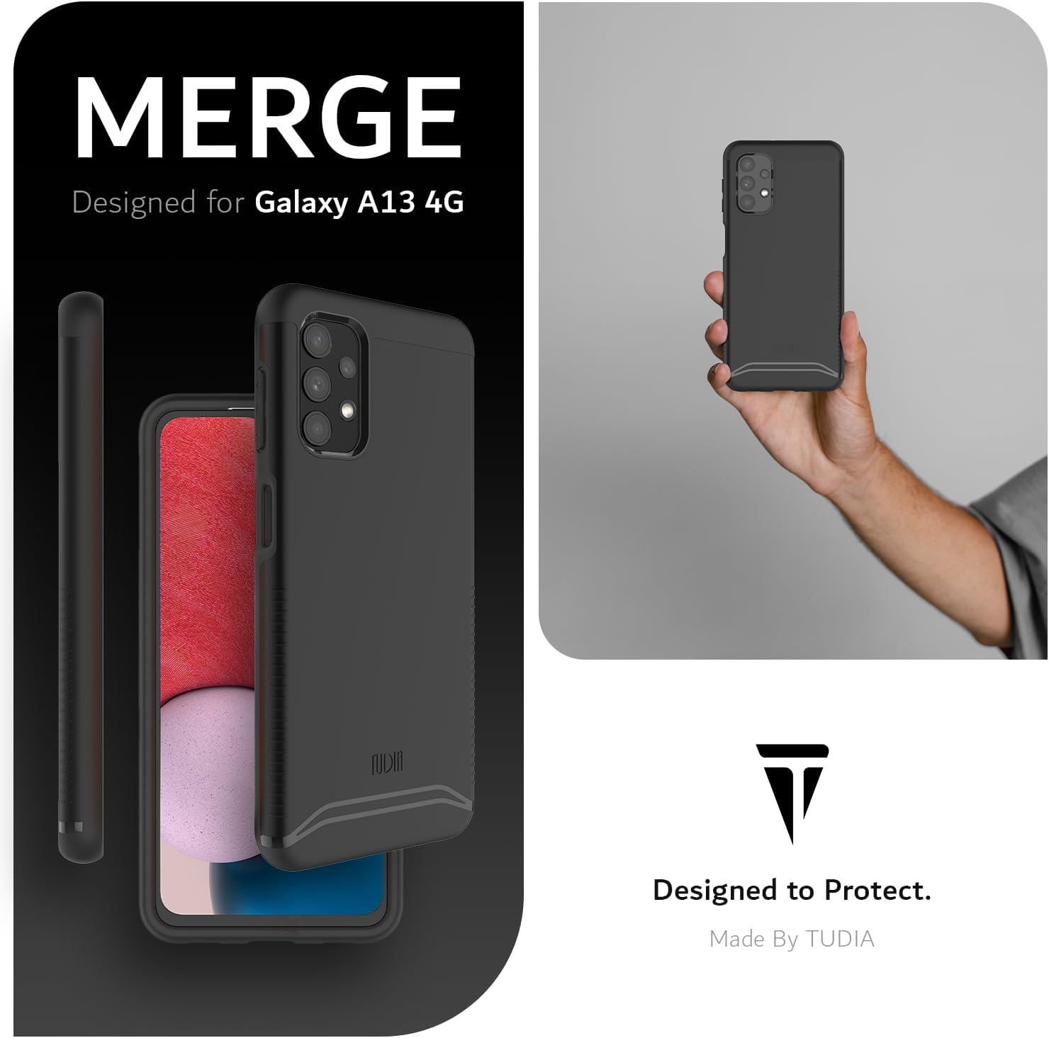 TUDIA DualShield – Funda diseñada para Samsung Galaxy A13 4G, fusión a prueba de golpes, grado militar, delgada, de doble capa, protección