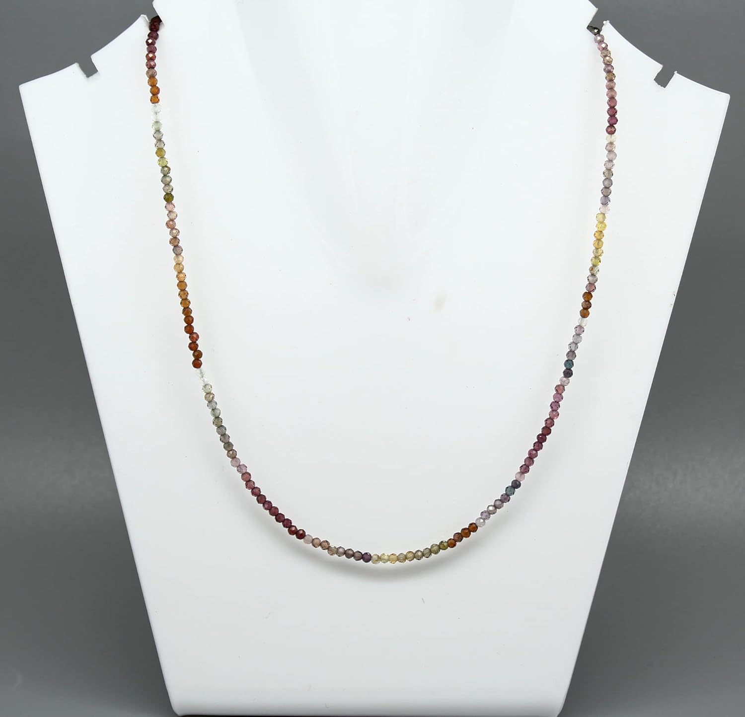 Gempires Multi Sapphire Beads Necklace, September Birthstone, Handmade Jewelry, 14k Gold Plated 18 Inch Adjustable Chain (Multi Sapphire)