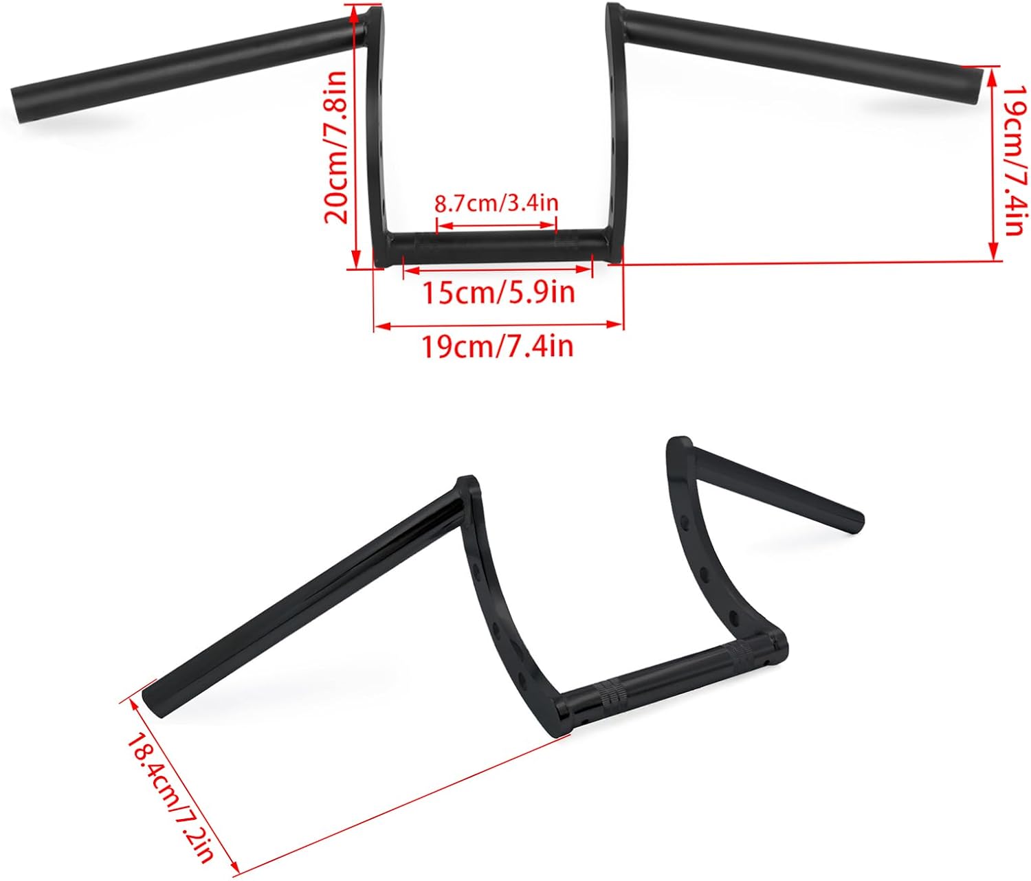 Colgador de motocicleta de 1 pulgada 0.984 in Ace Cafe Racer Clubman manillar manillar barra compatible con Harley Sportster XL883 XL1200 (negro en