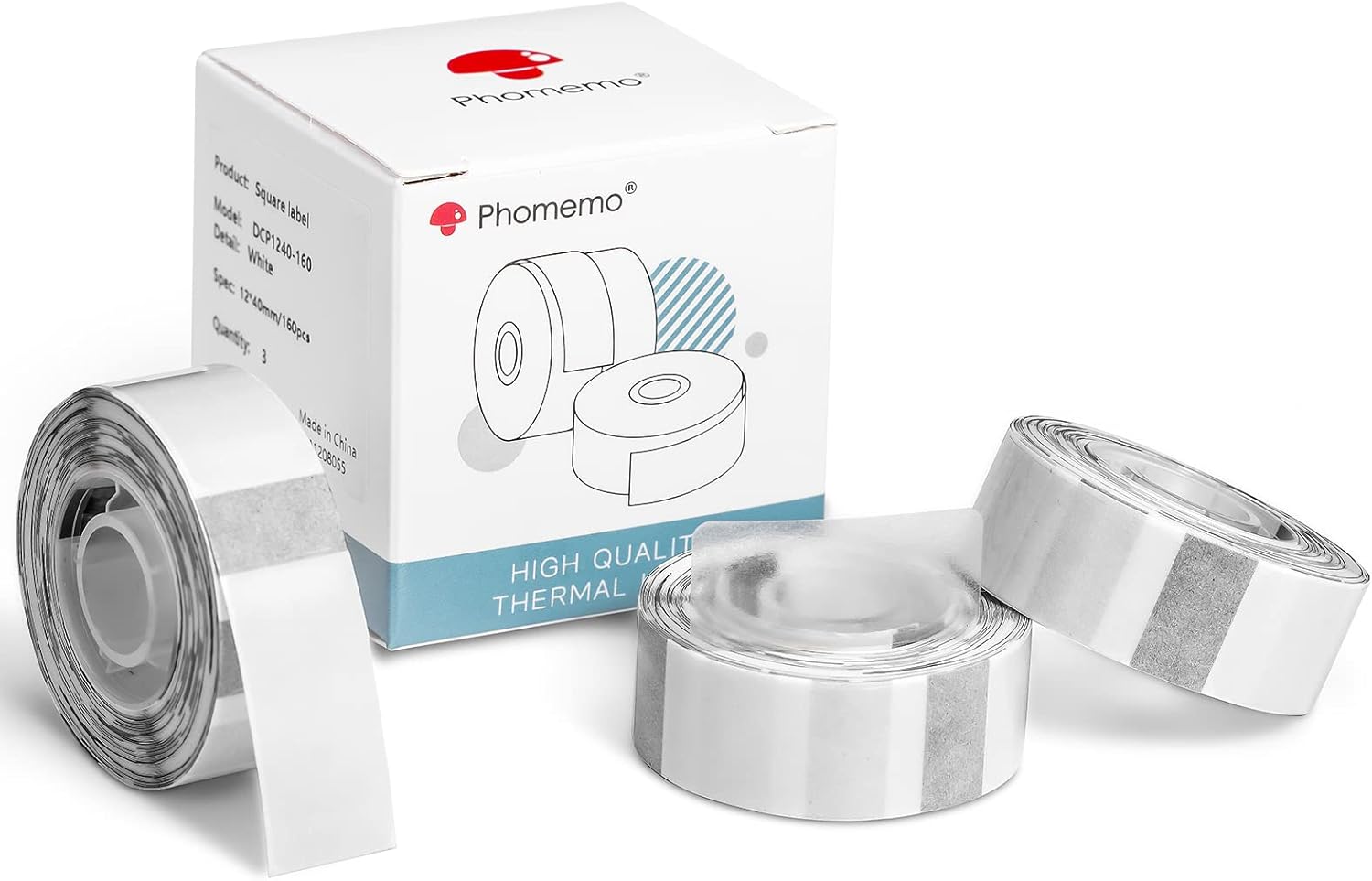 Phomemo Etiqueta adhesiva de cinta térmica transparente para etiquetadoras Q31D30, 12 “x 1 18” (0.551 in x 1.181 in), fuerte adherencia,
