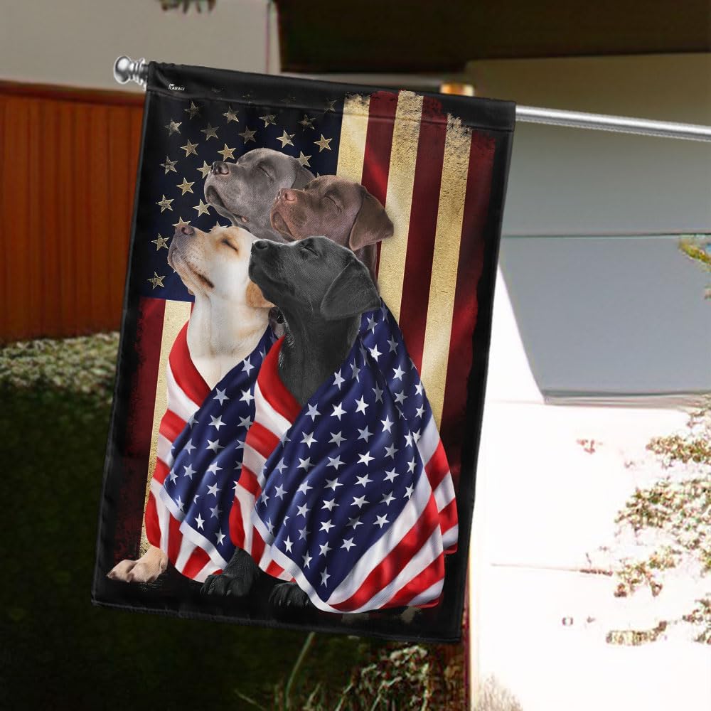 Flagwix Banderas de perro patriota americano, bandera de cuatro perros labradores retriever de doble cara, decoración para el hogar, exterior,