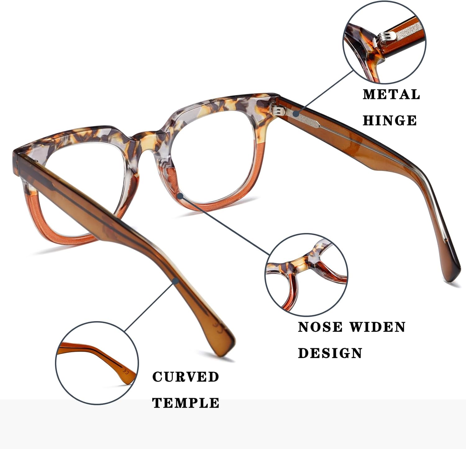 Viseng Gafas de lectura de moda con bloqueo de luz azul cuadrada para mujer del mundo del espectáculo con estilo +2.0 (naranja)
