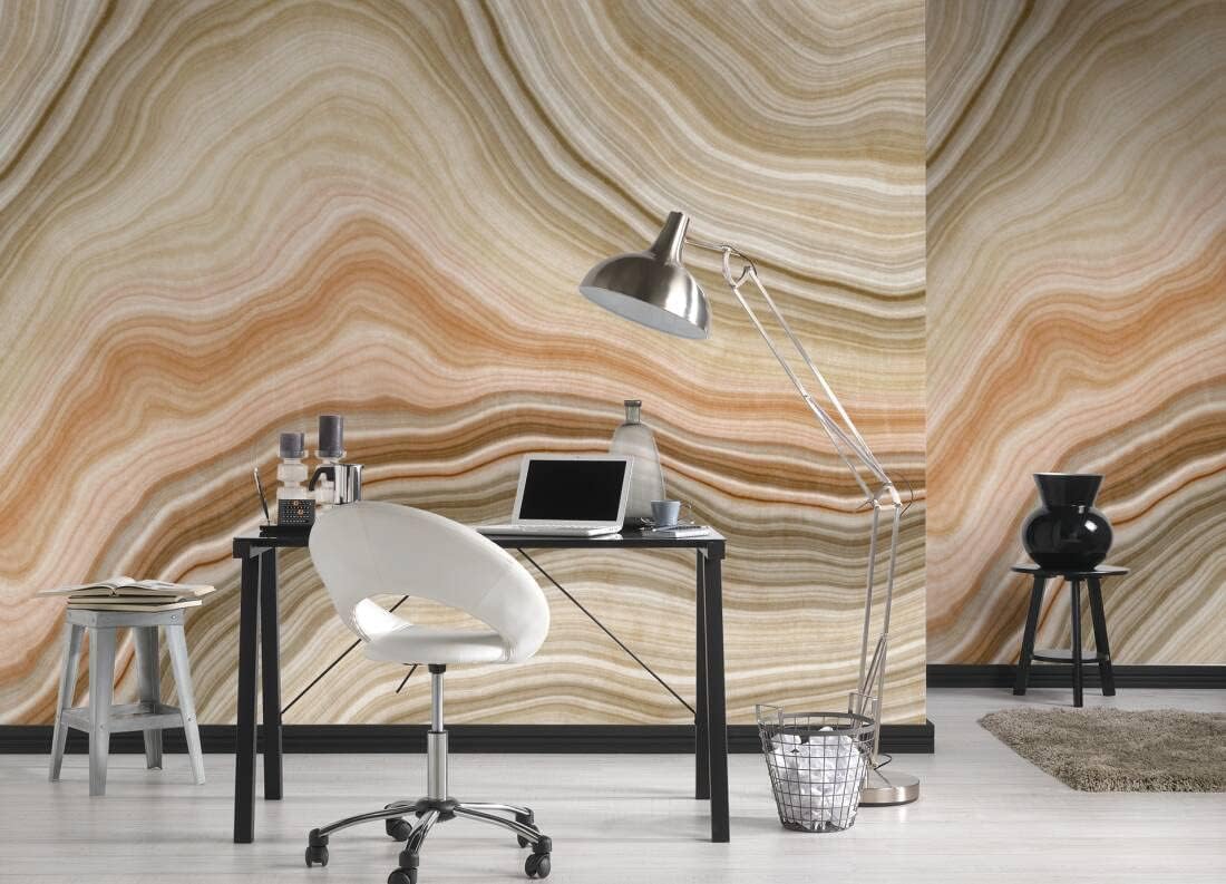 CONCORD WALLCOVERINGS  Papel tapiz vintage para pared con azulejos de ondas, beige, marrón y blanco, 146 pulgadas de ancho x 110 pulgadas de alto, 7