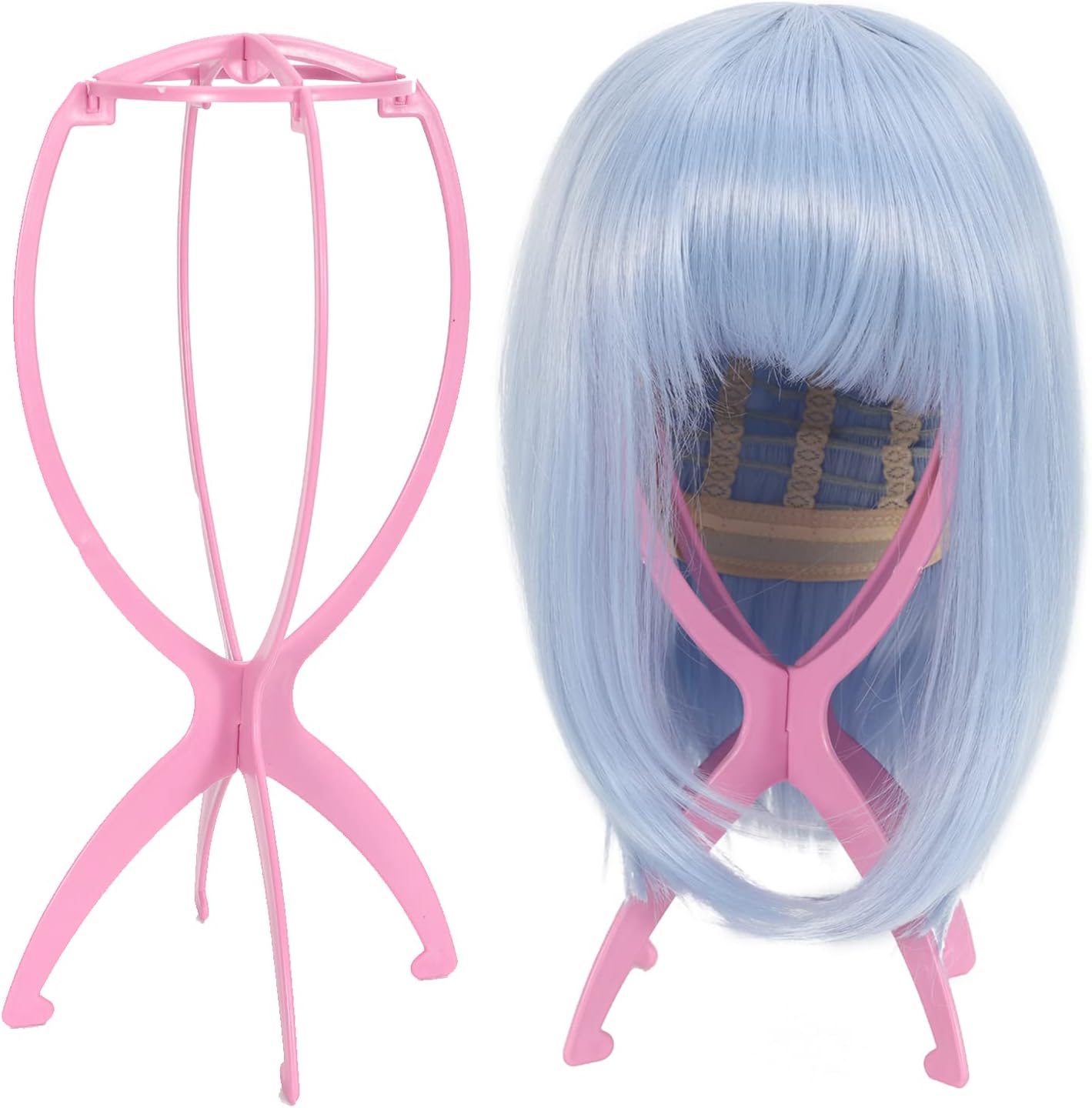Soporte para peluca, soporte de peluca corta, soporte portátil para peluca, soporte de peluca plegable para múltiples pelucas, soporte de exhibición