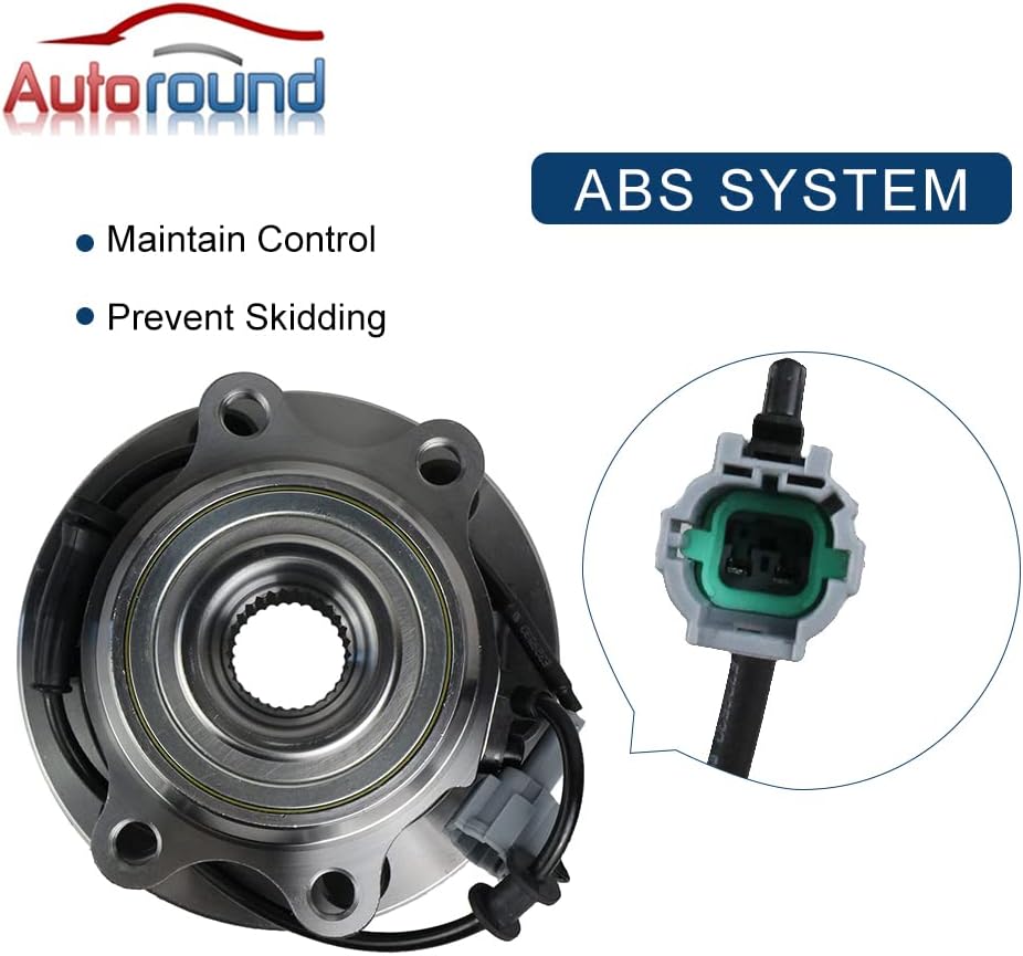 Autoround 515065 Buje de rueda delantera 4WD y conjunto de cojinetes compatible con Nissan Frontier 05-20Pathfinder 05-12Xterra 05-15, Suzuki