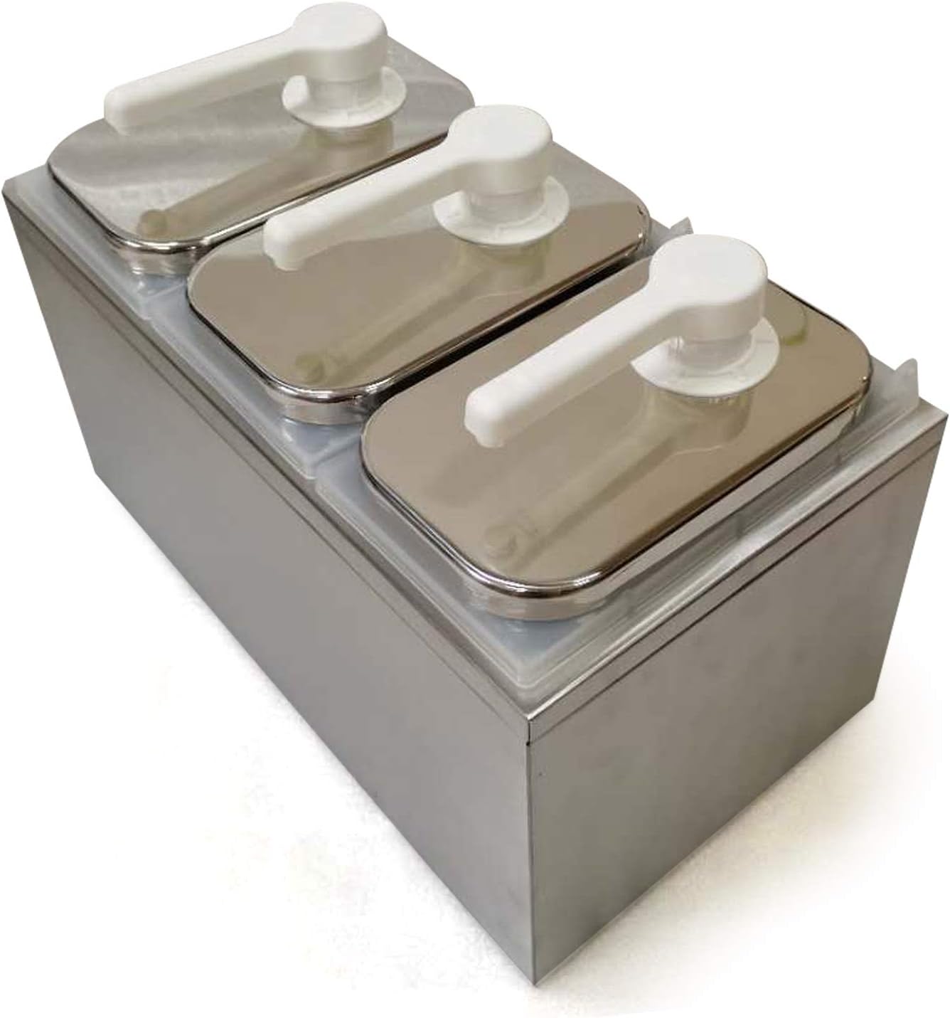 Dispensador de salsa de tres cabezales, estación de bomba de condimentos de acero inoxidable con gran capacidad, dispensador de bomba de condimentos