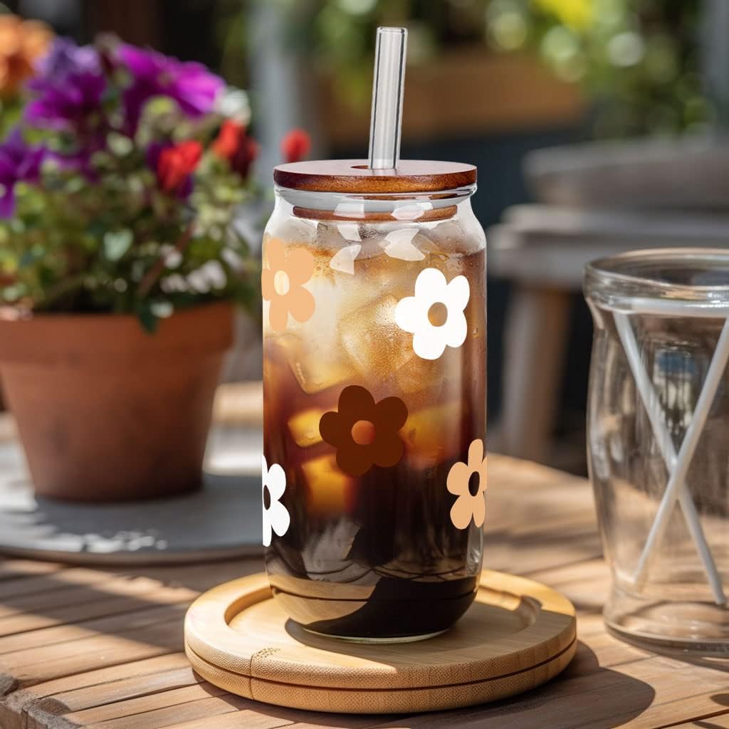 Vasos de vidrio con tapas y pajitas, vasos de vidrio en forma de lata, vasos de vidrio de 20 onzas, vasos para beber, vasos de café helado, vasos