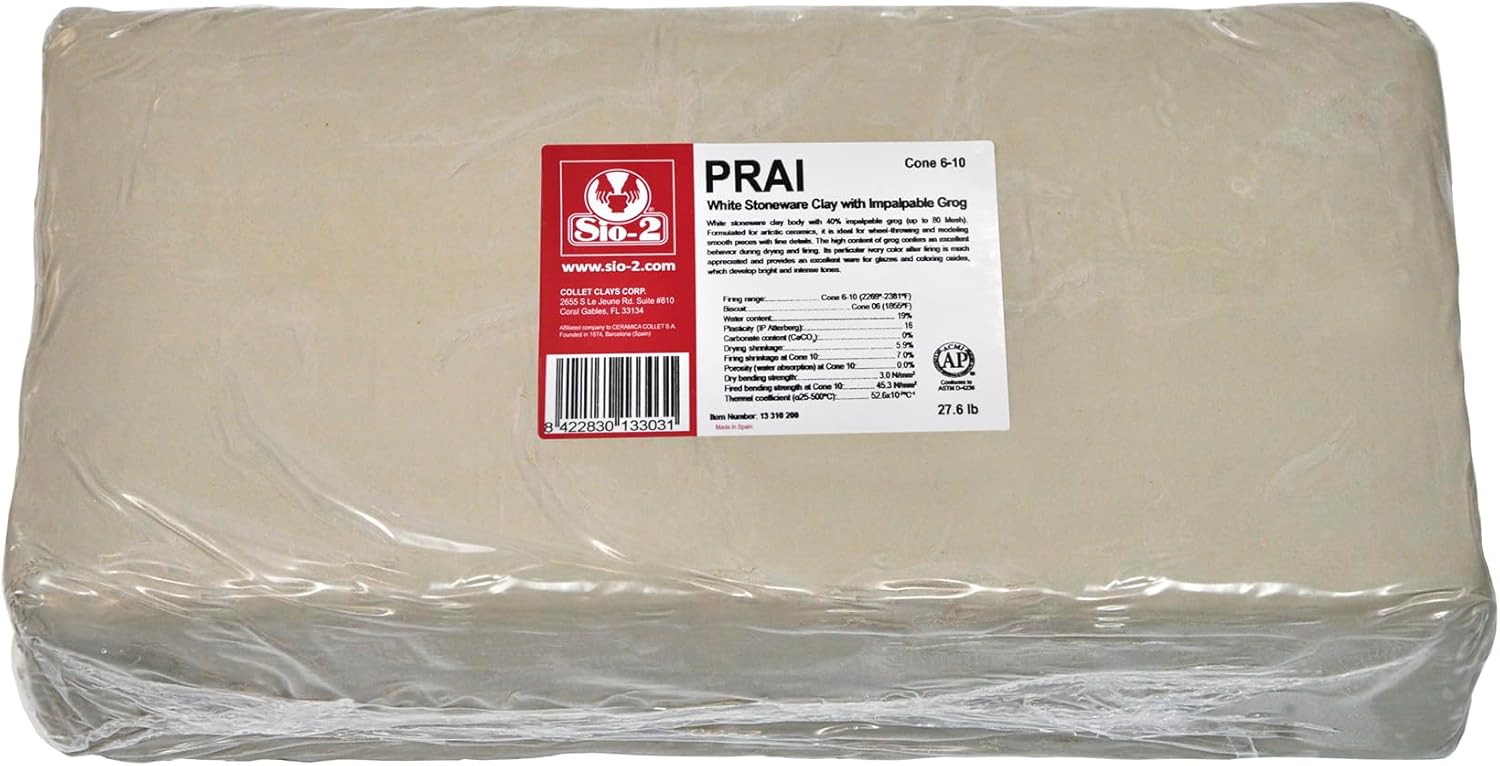 ACTIVA Sio-2 PRAI – Gres natural, fuego alto, blanco, 27.6 libras de arcilla,