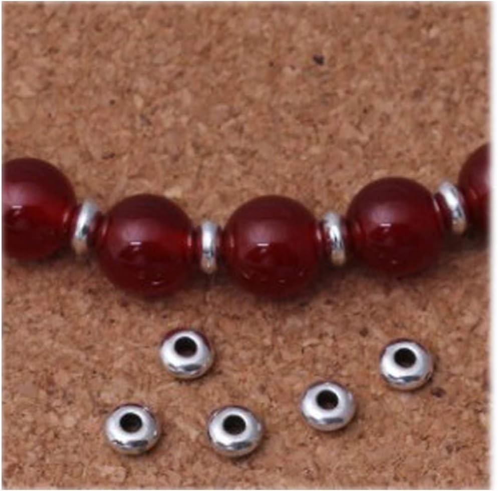 200 piezas redondas de plata de acero inoxidable espaciador cuentas DIY joyería hallazgos