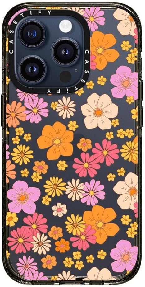 CASETiFY Funda Impact para iPhone 15 Pro 4 veces probada contra caídas de grado militar, protección contra caídas de 8.2 pies – Estampado de flores