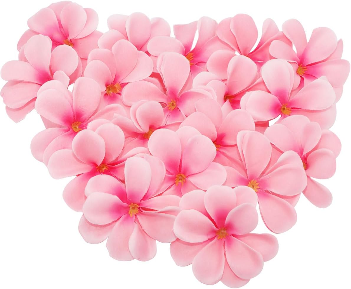 100 cabezas de flores artificiales de Plumeria Frangipani hawaiana de 2.8 pulgadas para bodas, guirnaldas, joyas, pinzas para el cabello, accesorios