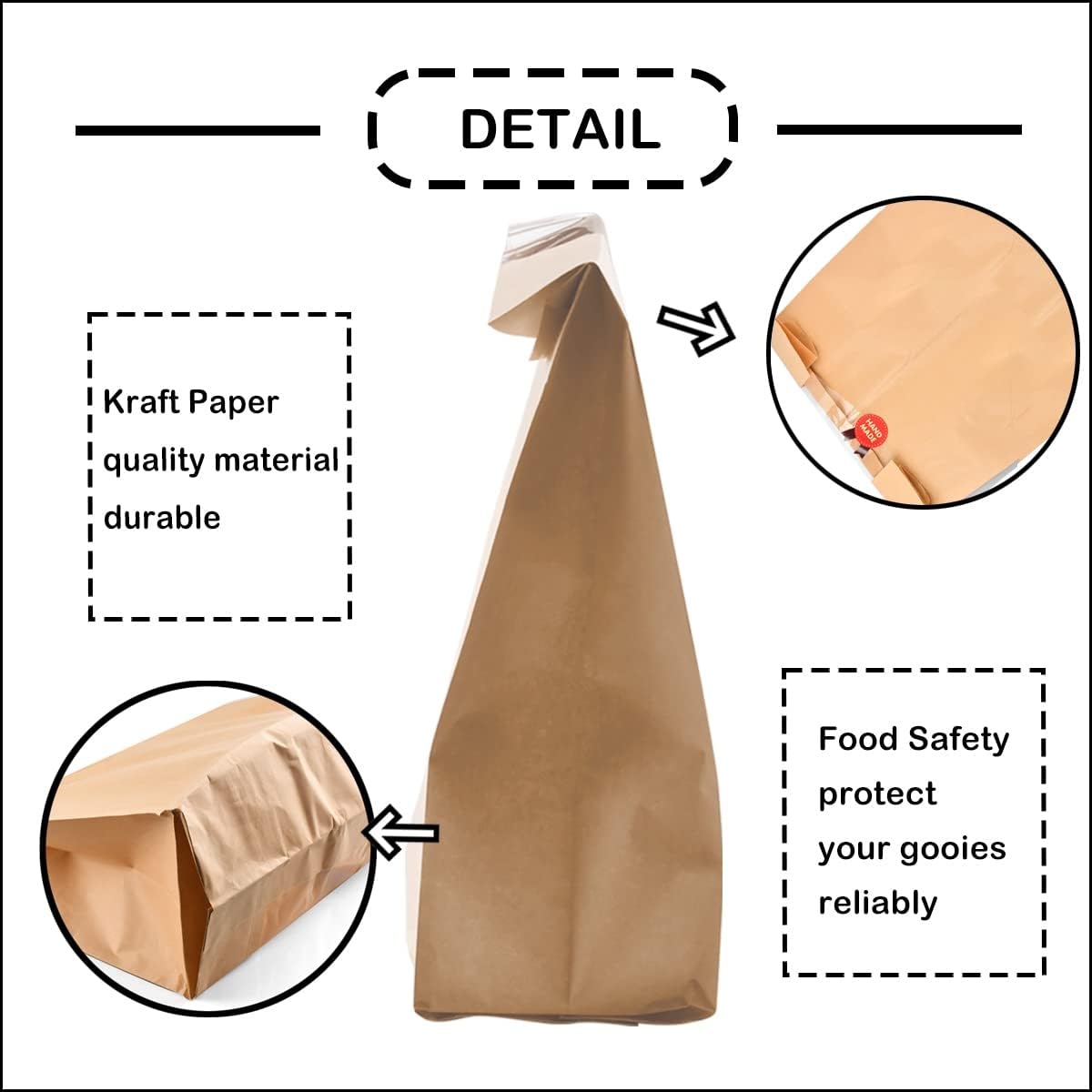 Bolsas de panadería con ventana, paquete de 50 bolsas de pan tostado, bolsas grandes de papel Kraft, bolsas de almacenamiento de pan para pan