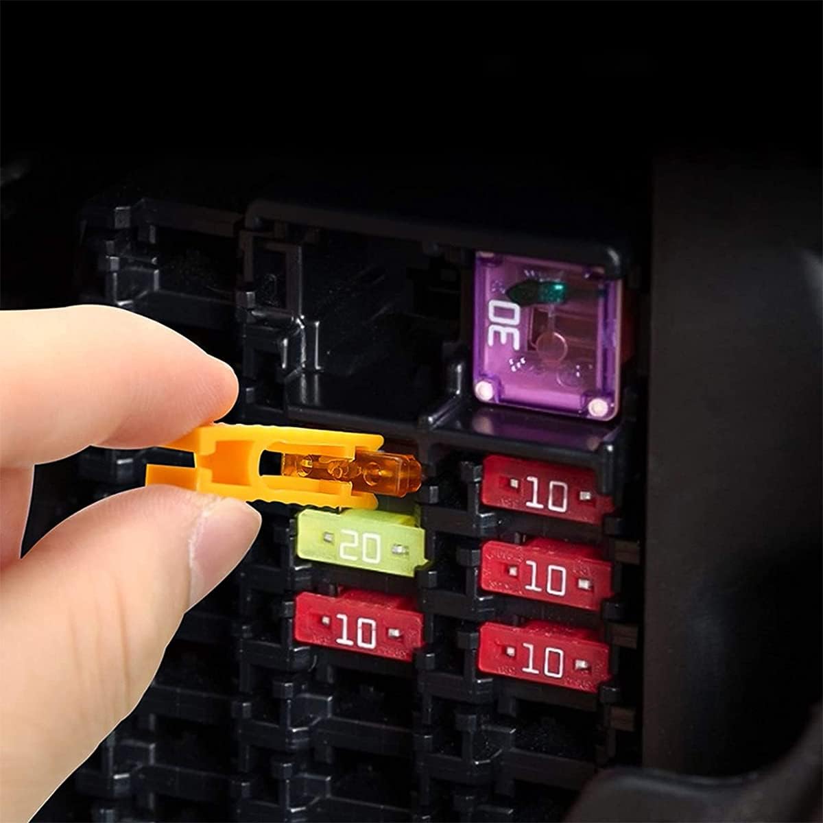 Kit surtido de fusibles de hoja estándar para automóvil de 130 piezas (123457.510152025303540A), herramienta extractora incluida, bien organizada,