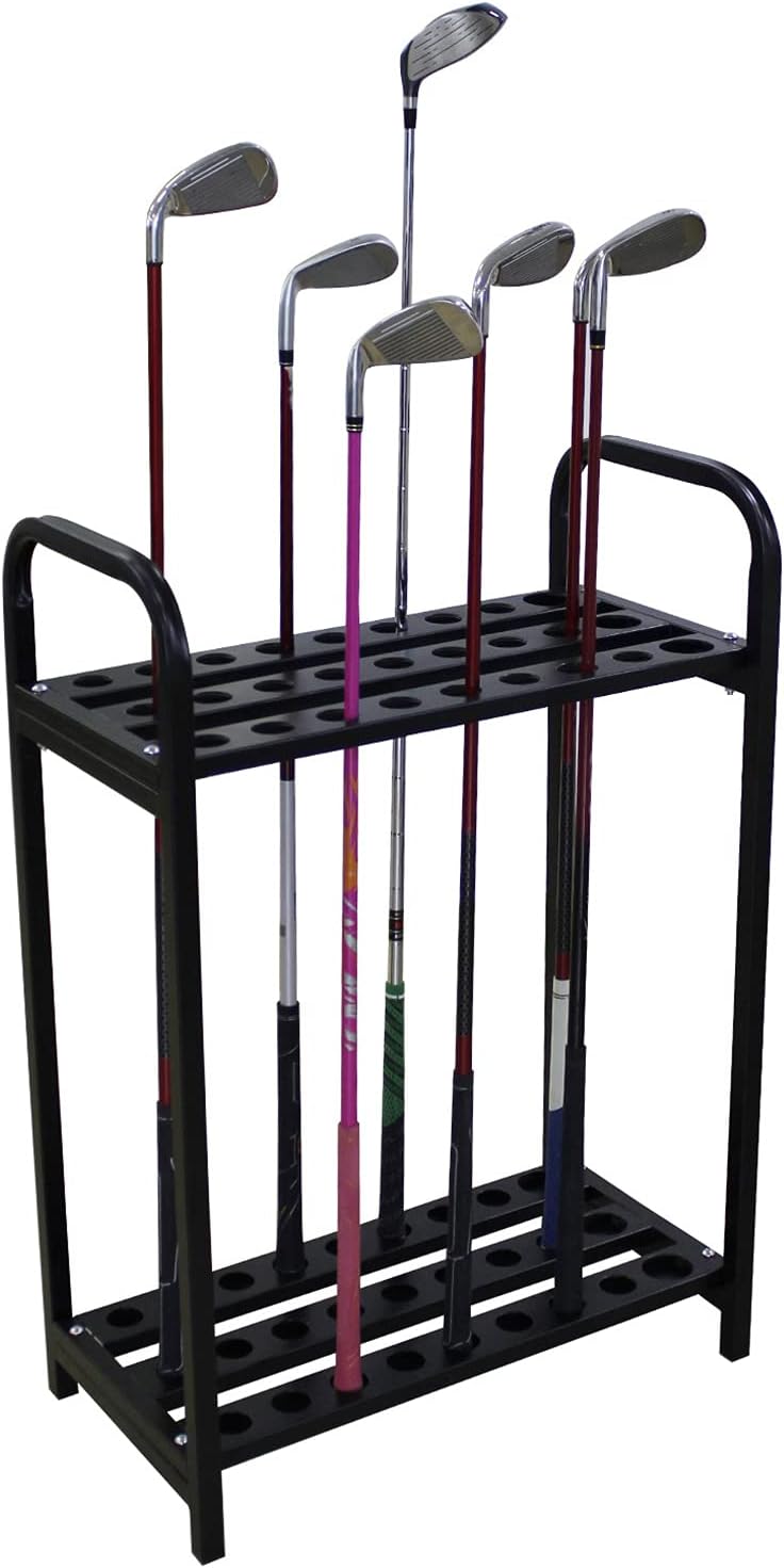 Soporte de canastón de golf, organizador de palos de golf de metal, estante de exhibición, juego de palos de golf, estante de canastero de golf para