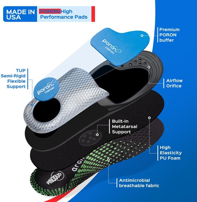 2 pares 4 piezas Plantillas de zapatos para aliviar la fascitis plantar, plantillas de arco alto flexibles de apoyo para hombres y mujeres, para