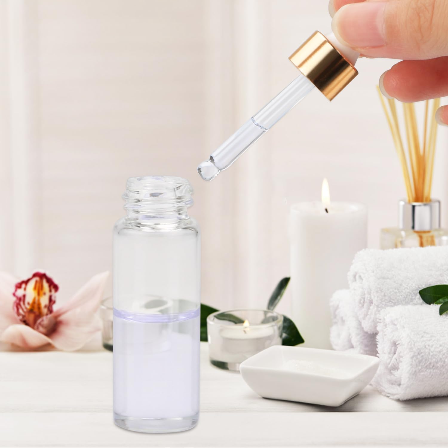 15 botellas de aceite esencial de vidrio, pequeñas botellas transparentes para perfumes, frascos de muestra cosmética rellenables, recipiente con