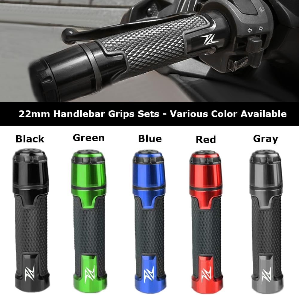 Juego de 2 extremos de agarre para manillar de motocicleta con K-awasaki Ninja Z900 Z650 Z750 Z800 Z400 Z1000 ZZ250 ZX-6R ZX-10R (0.866 in 78″-Negro)