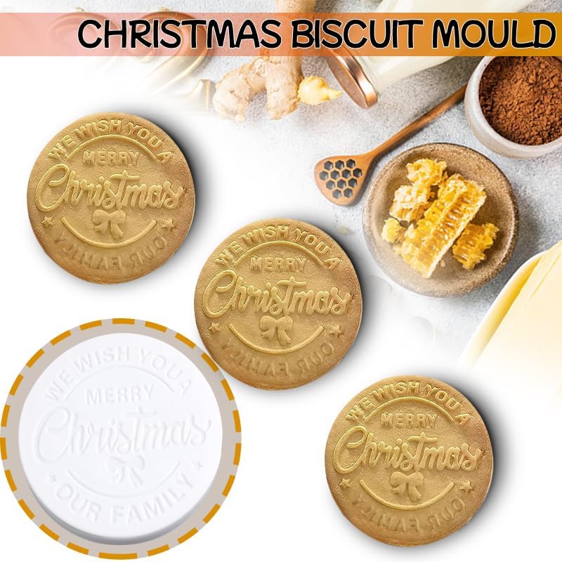 8 moldes para galletas de Navidad 2023 con tu nombre, cortadores de galletas de Navidad, diseño elevado en 3D, sello para hornear Feliz Navidad.