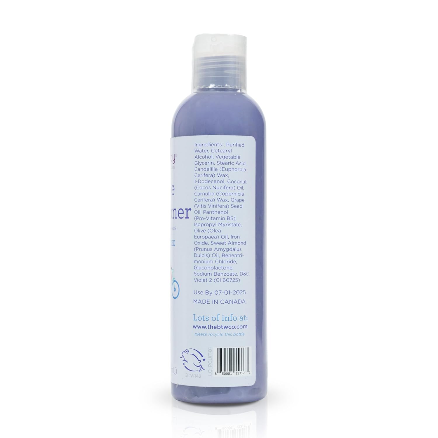 Acondicionador morado de The BTW Co. para cabello plateado, gris y rubio ilumina y elimina los tonos amarillos o cobrizos sin sulfatos, sin