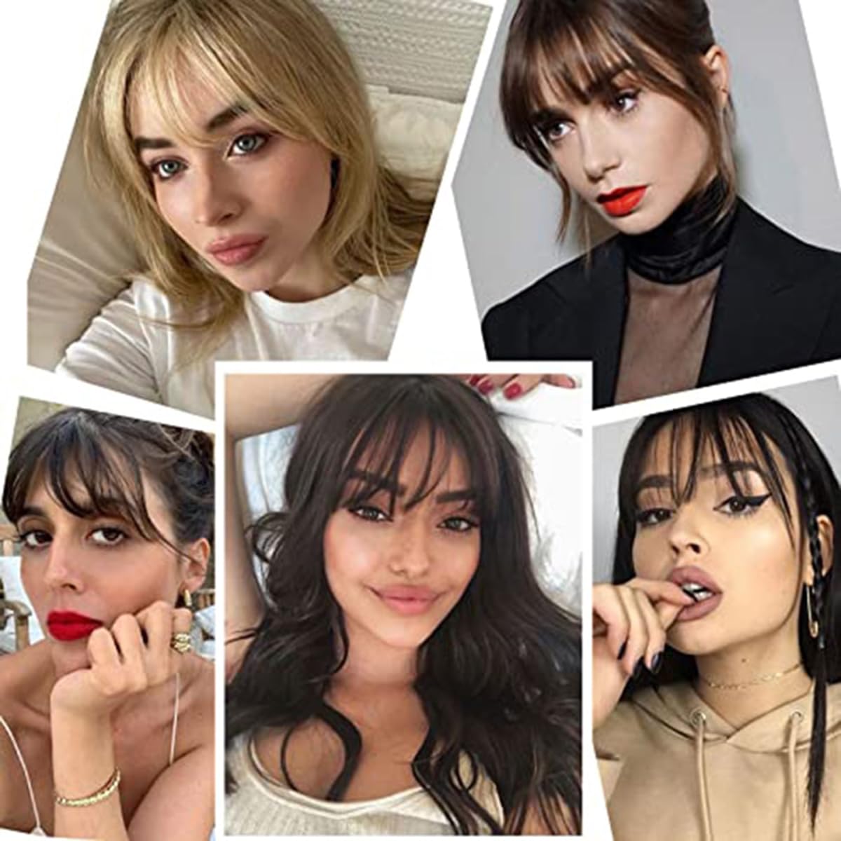Flequillo con clip de cabello humano real, patillas de flecos, extensión plana y ordenada para mujeres y niñas, accesorios de uso diario (negro,
