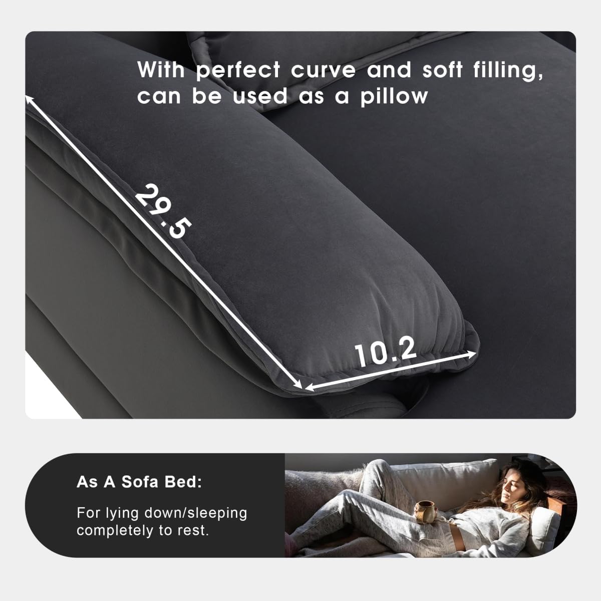 Sofá modular en forma de U de 109.8 pulgadas con almohadas para la cintura, sofá simétrico tapizado de 6 asientos, sofá cama con diván, color gris