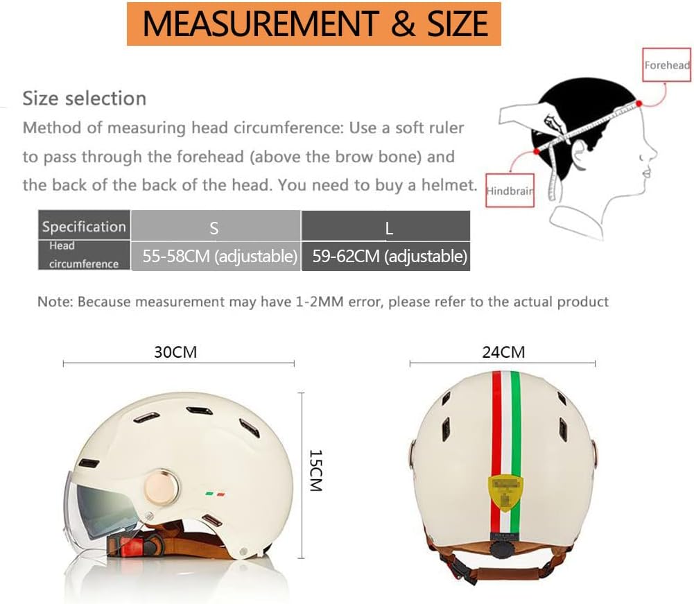 Vespa – Casco abierto retro eléctrico para motocicleta, medio casco con doble visera, certificado por DOT, para hombres y mujeres, ATV Street