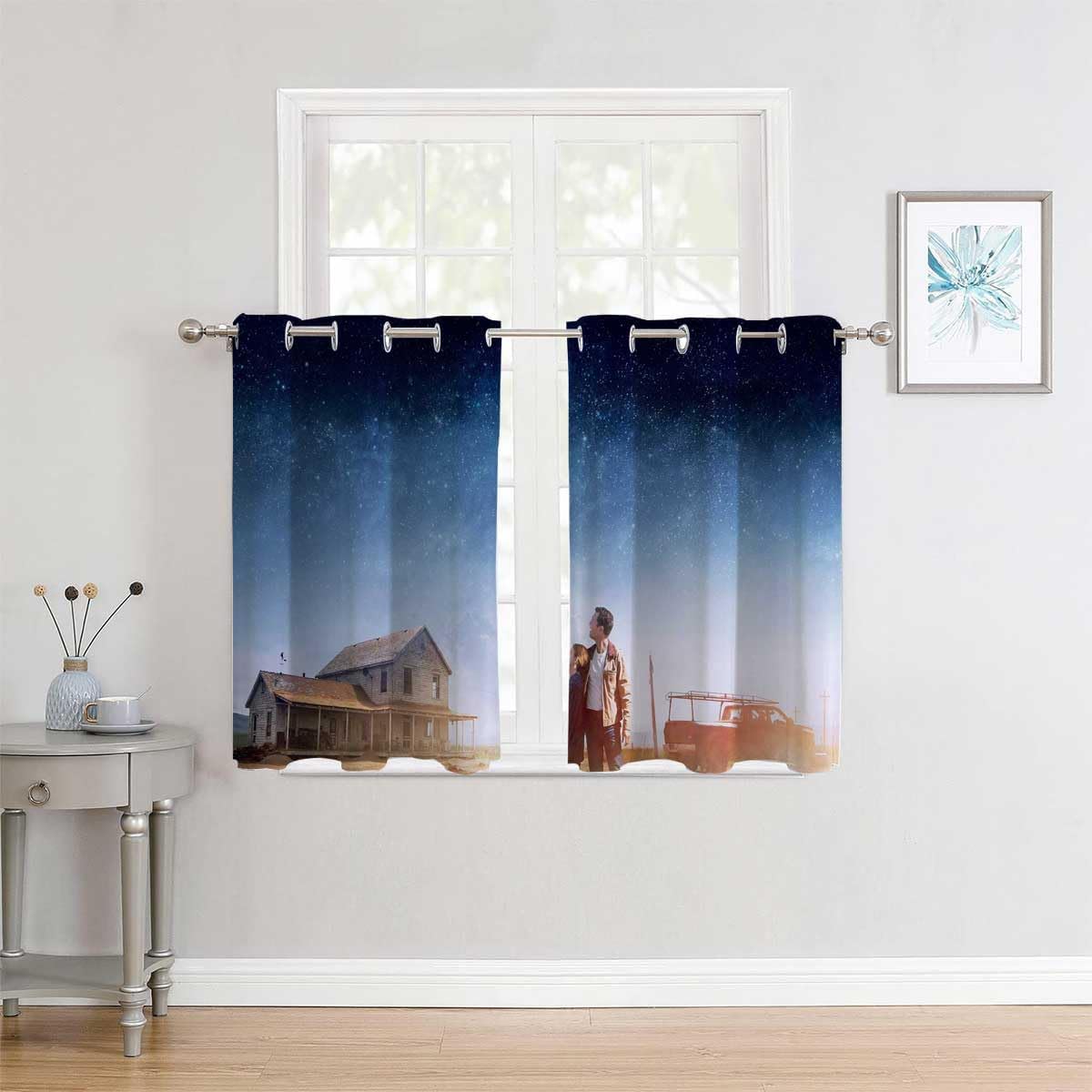 YANFENQI Cortinas para Habitacion Cortinas opacas coloridas para puerta de cielo, 63 pulgadas de ancho por 80 pulgadas de largo, 2 paneles