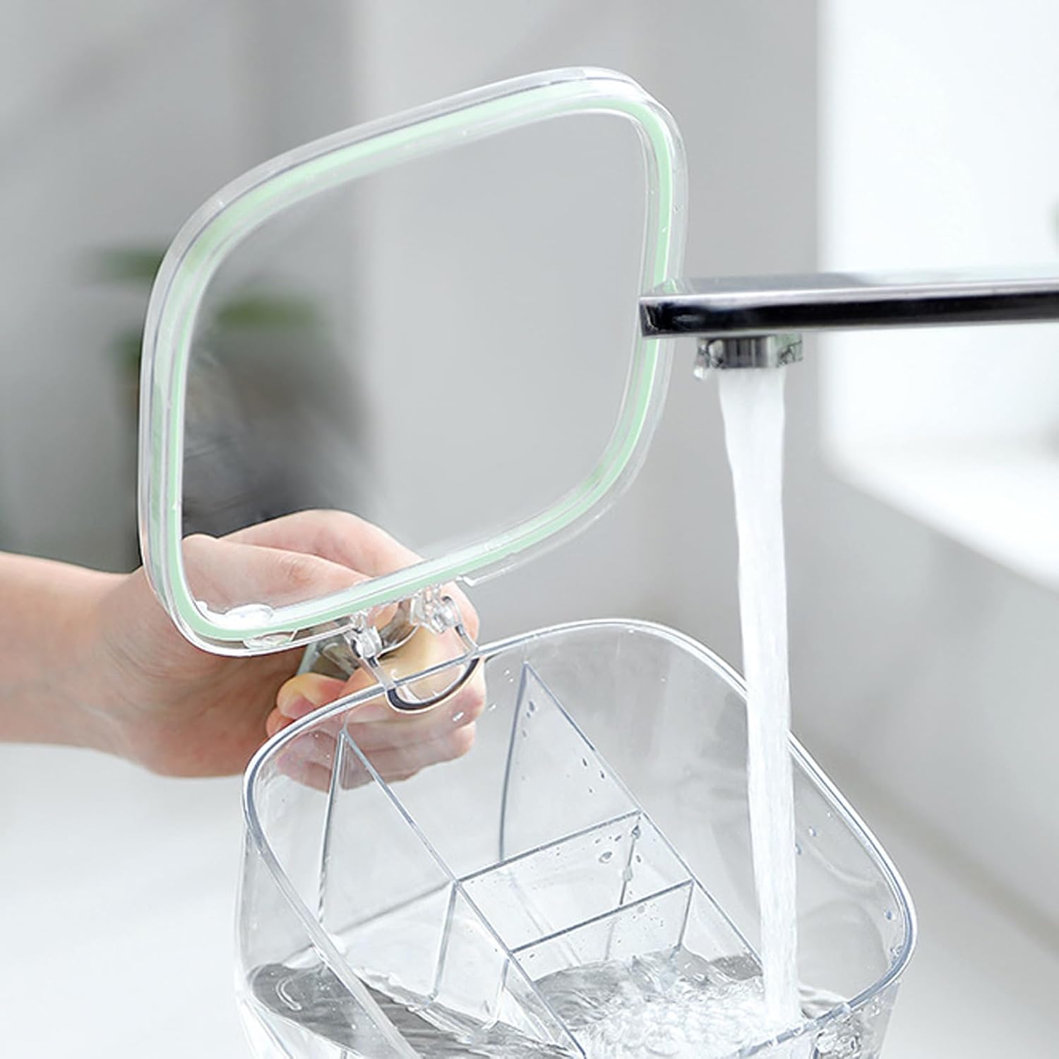 TOPINCN Caja de condimentos de 4 compartimentos con 4 cucharas de servir y tapa, caja de condimentos transparente para ventana, caja de